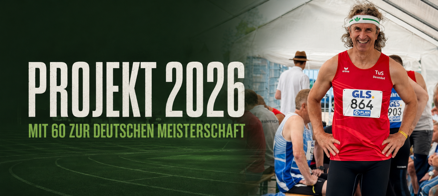 René Gräber beim 100-Meter-Lauf der Deutschen Masters-Meisterschaft 2026 – Projekt 2026 mit 60 Jahren.